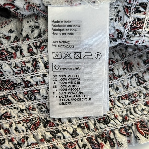 H&M White Floral Boho Long Sleeve Flowy Top Size 2 Small - Picture 7 of 7